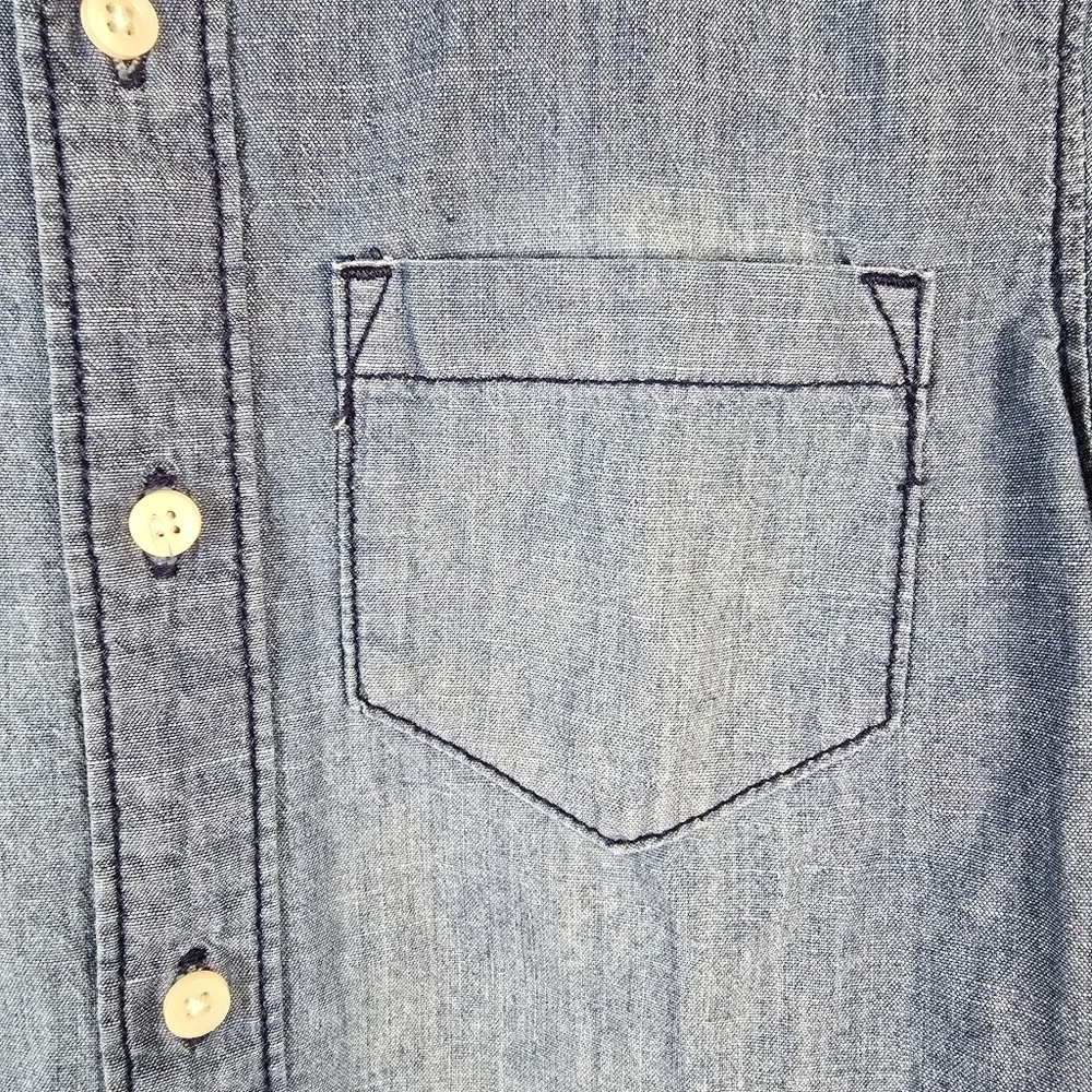 Carter's Boy/Girl Blue Button Down Denim Shirt Medium Wash Size 6 Long Sleeve
